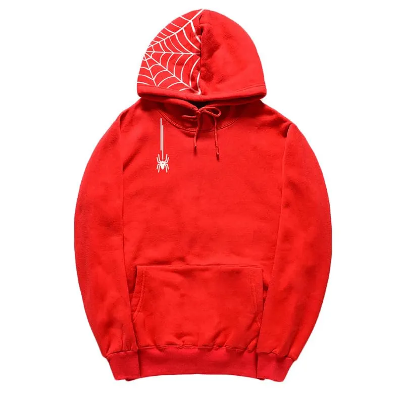 CORIRESHA Unisex Halloween Spider Web Hoodie Casual Drawstring Y2K Aesthetic Sweatshirt Kangaroo Pocket