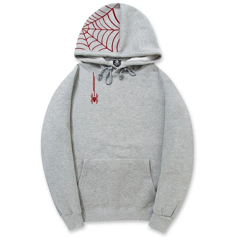 CORIRESHA Unisex Halloween Spider Web Hoodie Casual Drawstring Y2K Aesthetic Sweatshirt Kangaroo Pocket