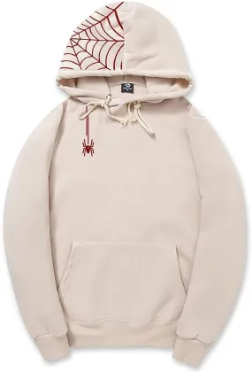 CORIRESHA Unisex Halloween Spider Web Hoodie Casual Drawstring Y2K Aesthetic Sweatshirt Kangaroo Pocket
