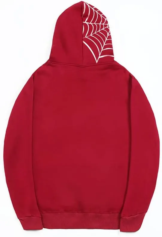 CORIRESHA Unisex Halloween Spider Web Hoodie Casual Drawstring Y2K Aesthetic Sweatshirt Kangaroo Pocket