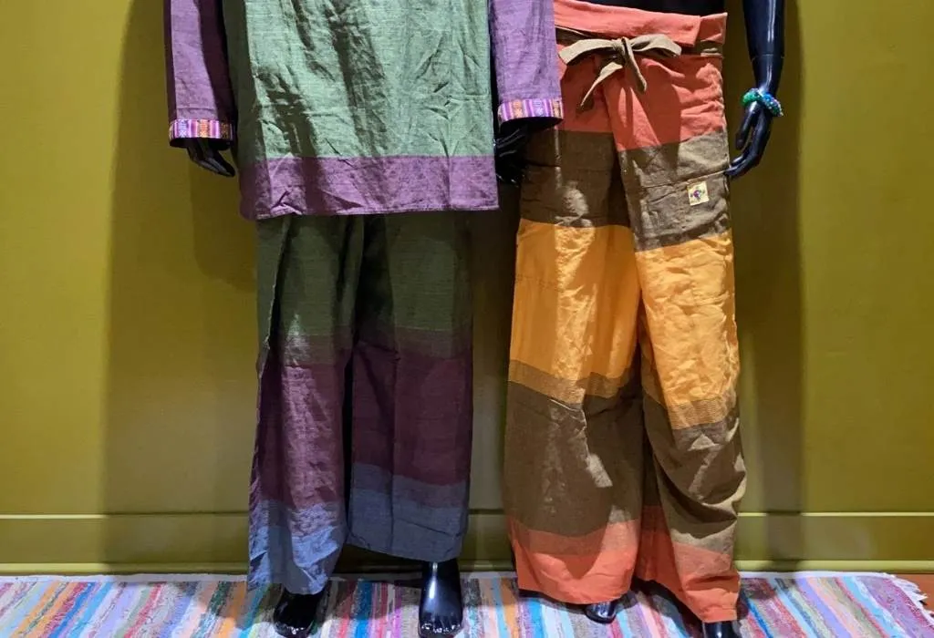 Cotton Thai Fisher Cargo Pocket Pants - Tri-Color