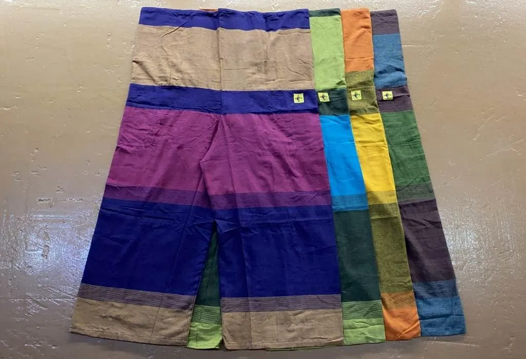 Cotton Thai Fisher Cargo Pocket Pants - Tri-Color