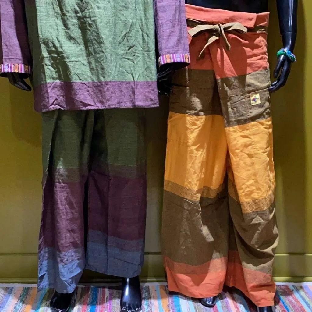 Cotton Thai Fisher Cargo Pocket Pants - Tri-Color