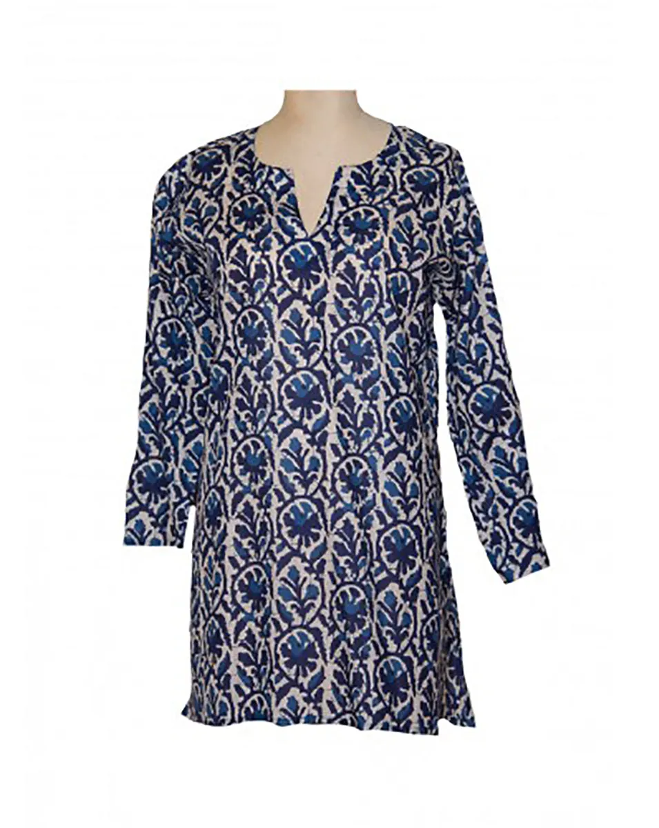 Cotton Tunic Top Teal Floral