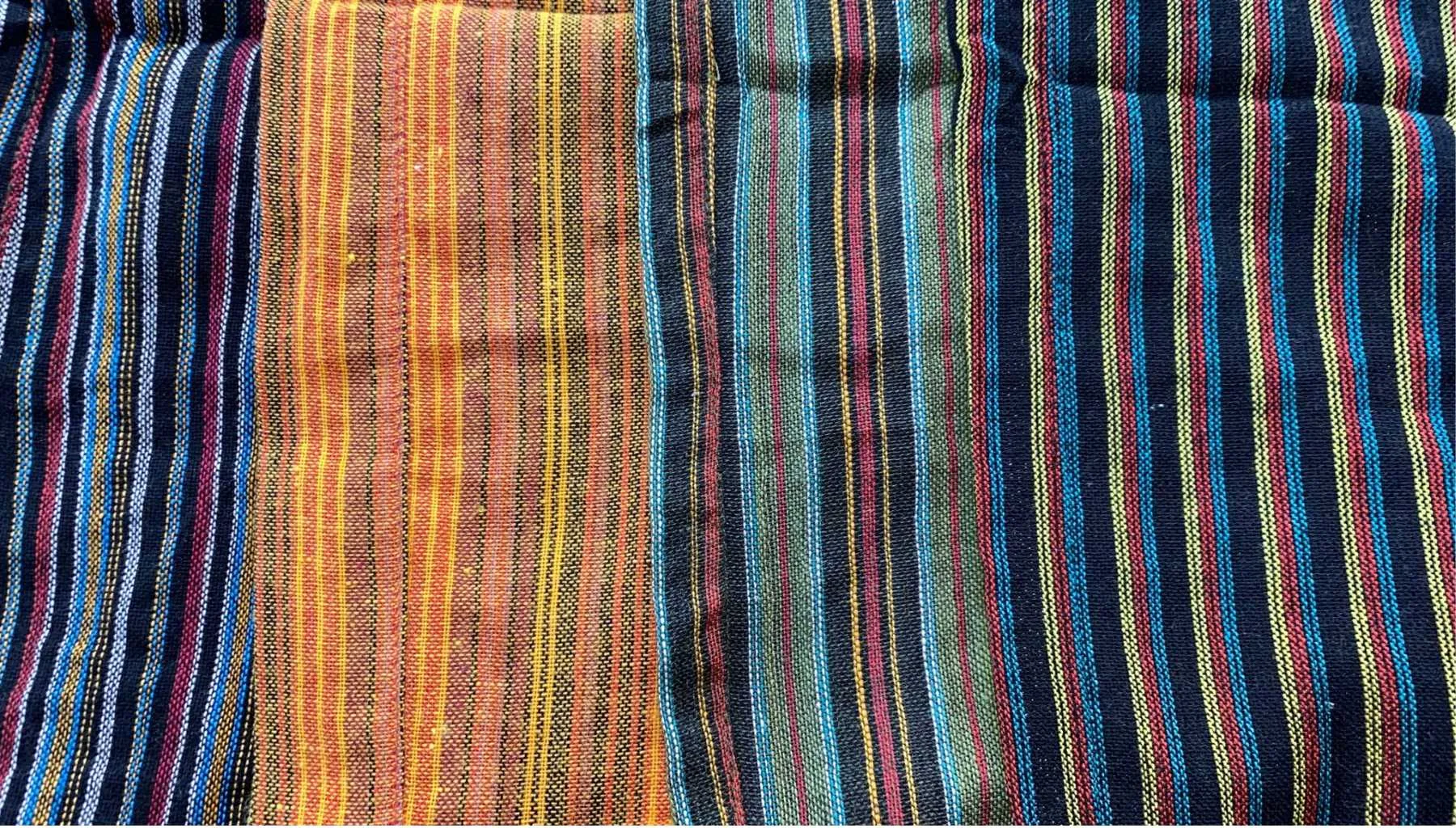 Cotton Wide-Leg 3/4 Cargo Pocket Pants - Stripes