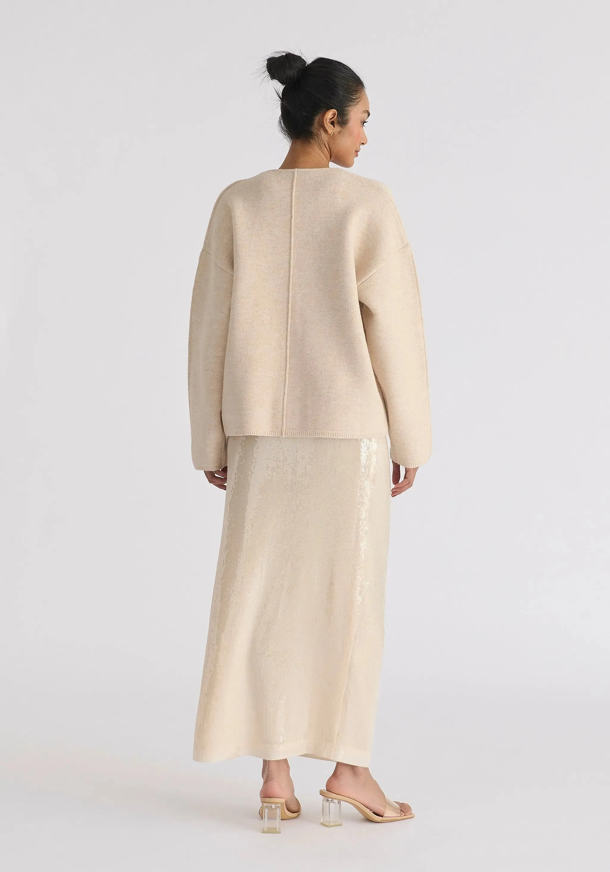 Cream Two-Tone Cardigan