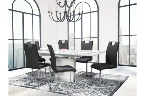 Cynthia 7 Piece Dining Set with Zane Chair in Black Leather