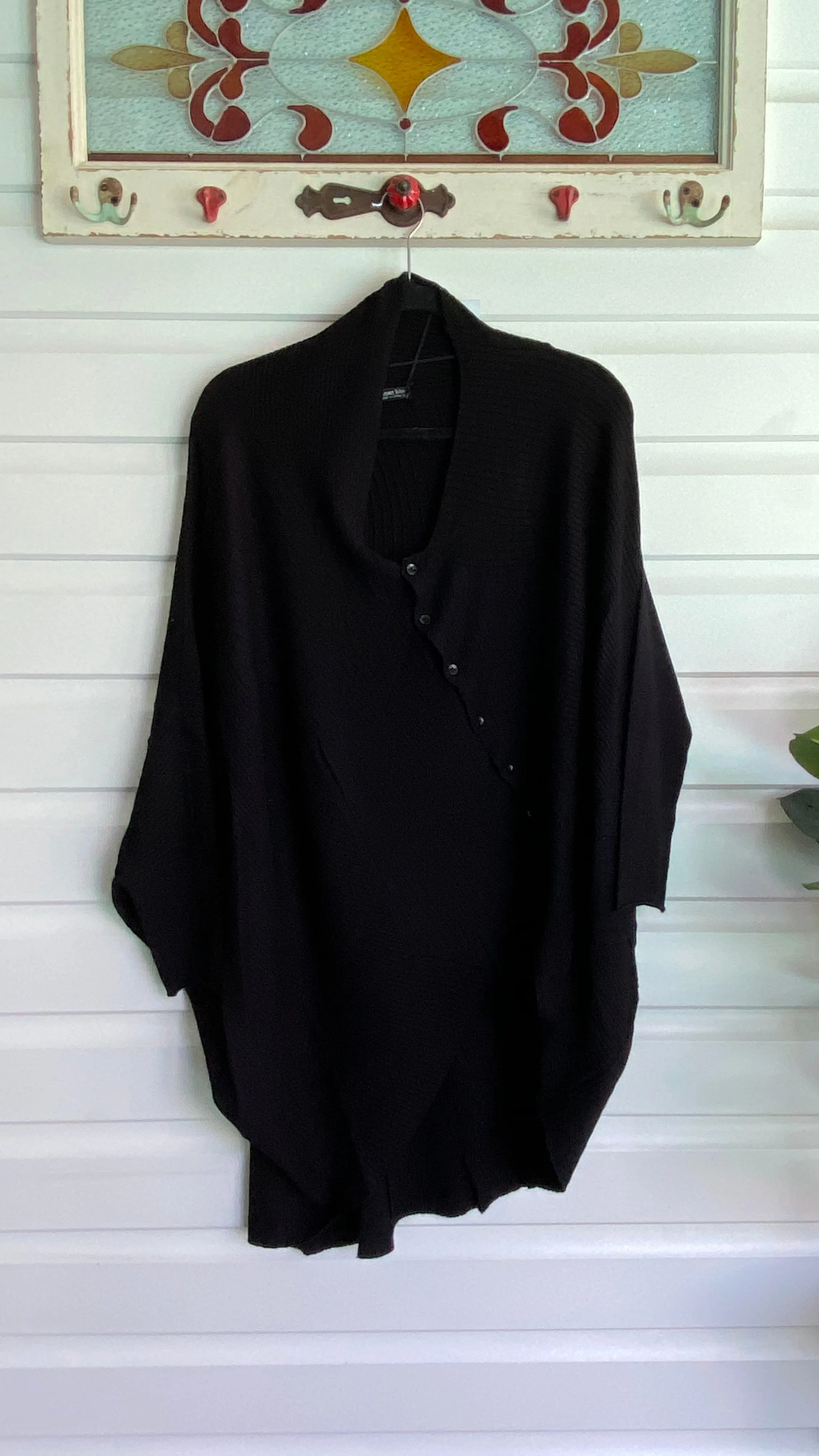 Diagonal Knit Cardigan Top in Black