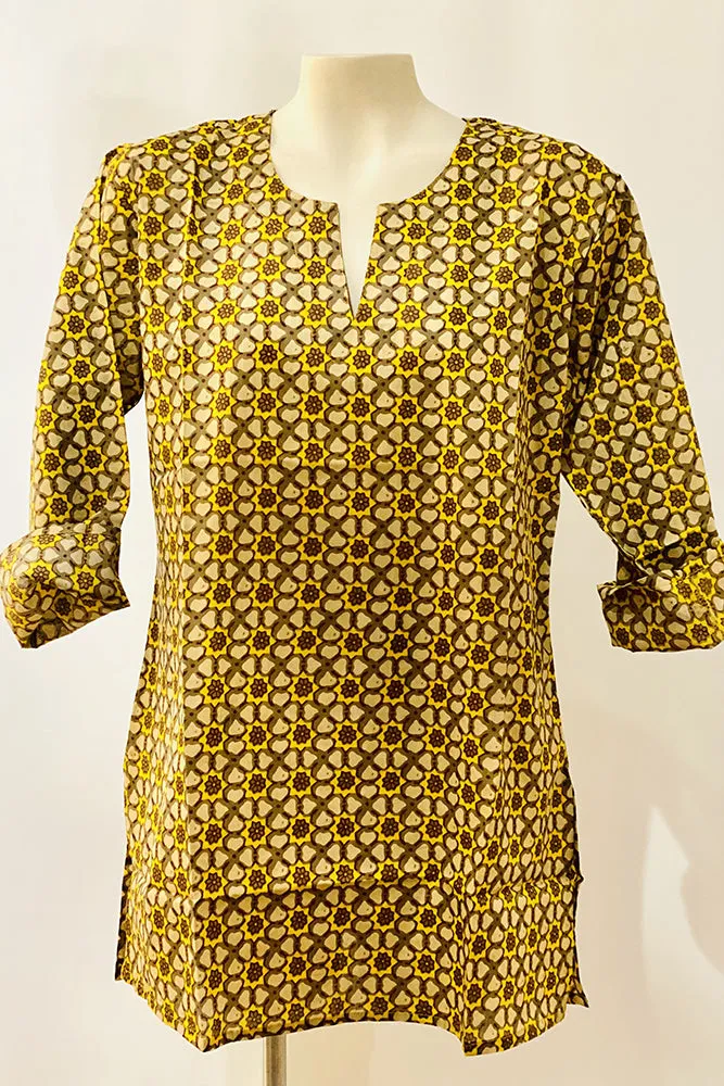 Dolma Cotton Tunic Grey-Mustard