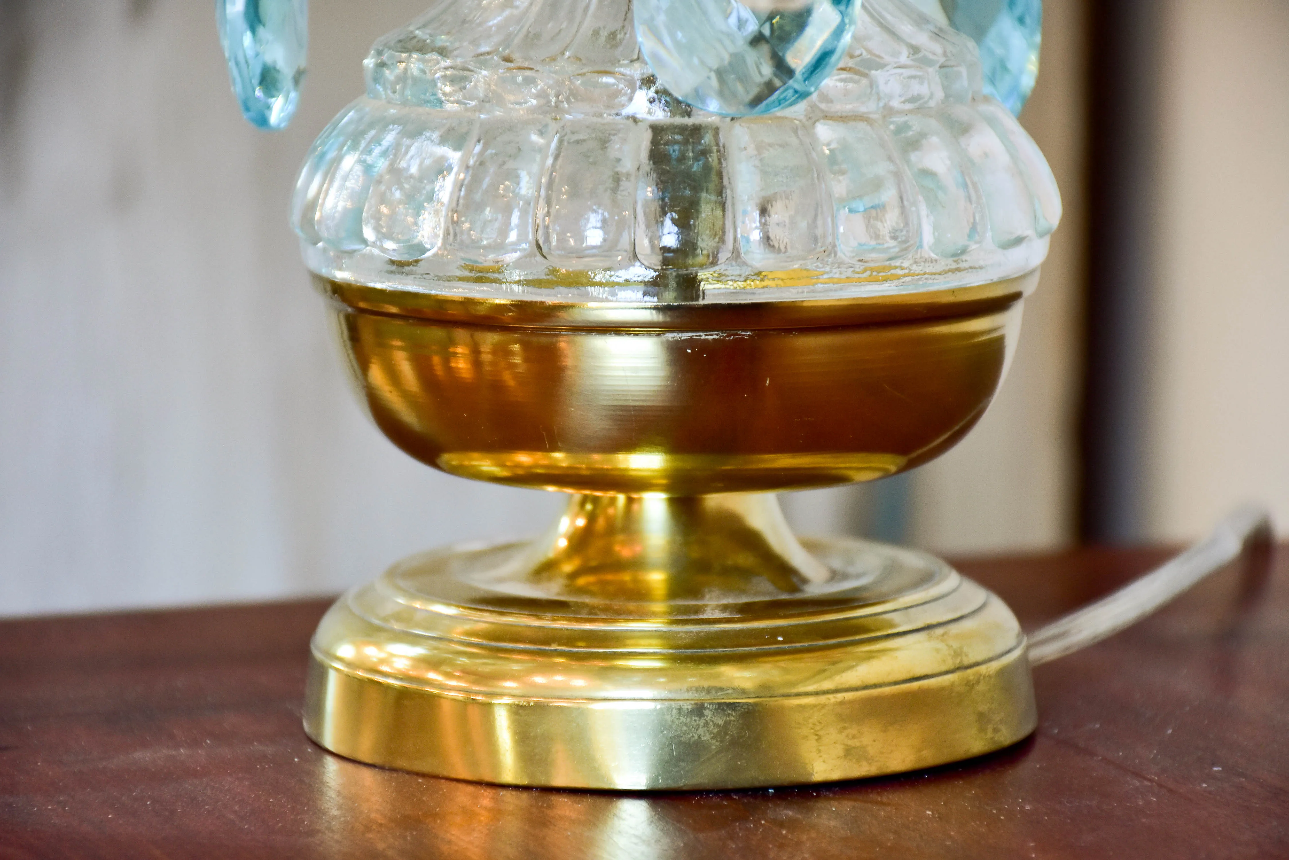 Early 20th century crystal girandole table lamp