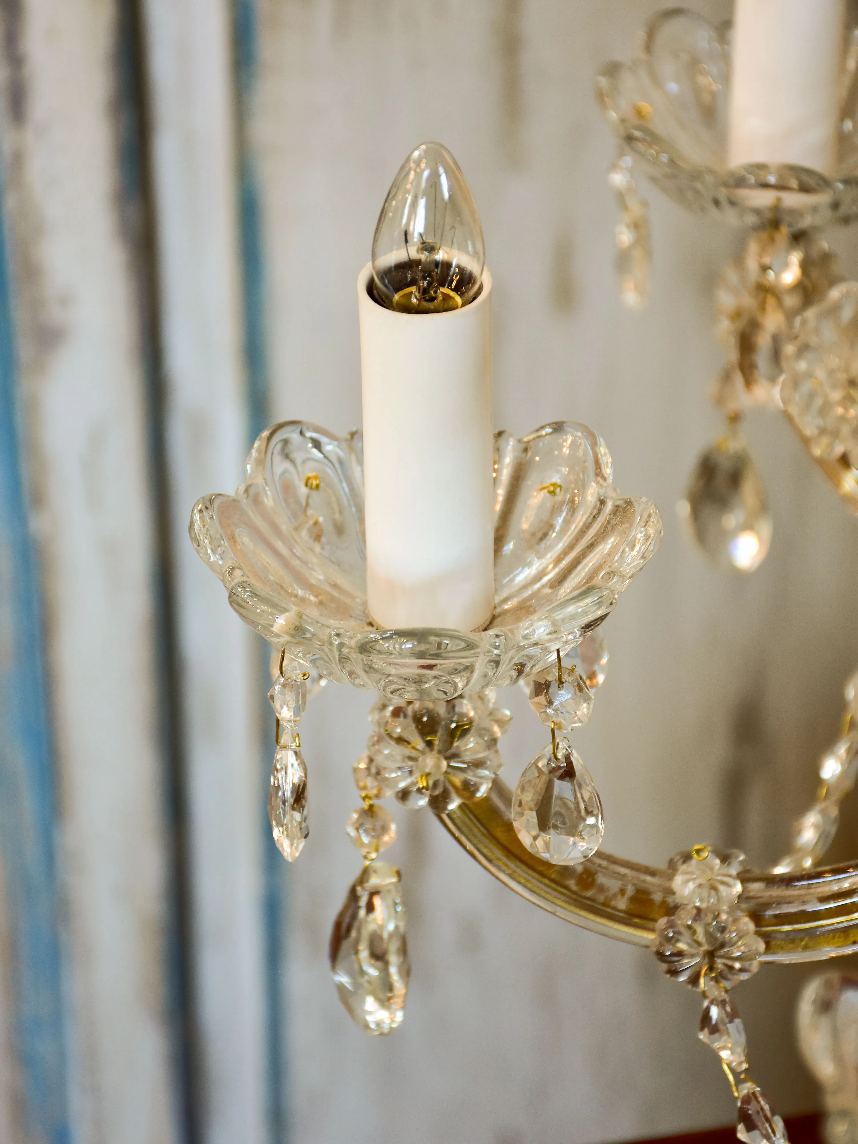 Early 20th century crystal girandole table lamp