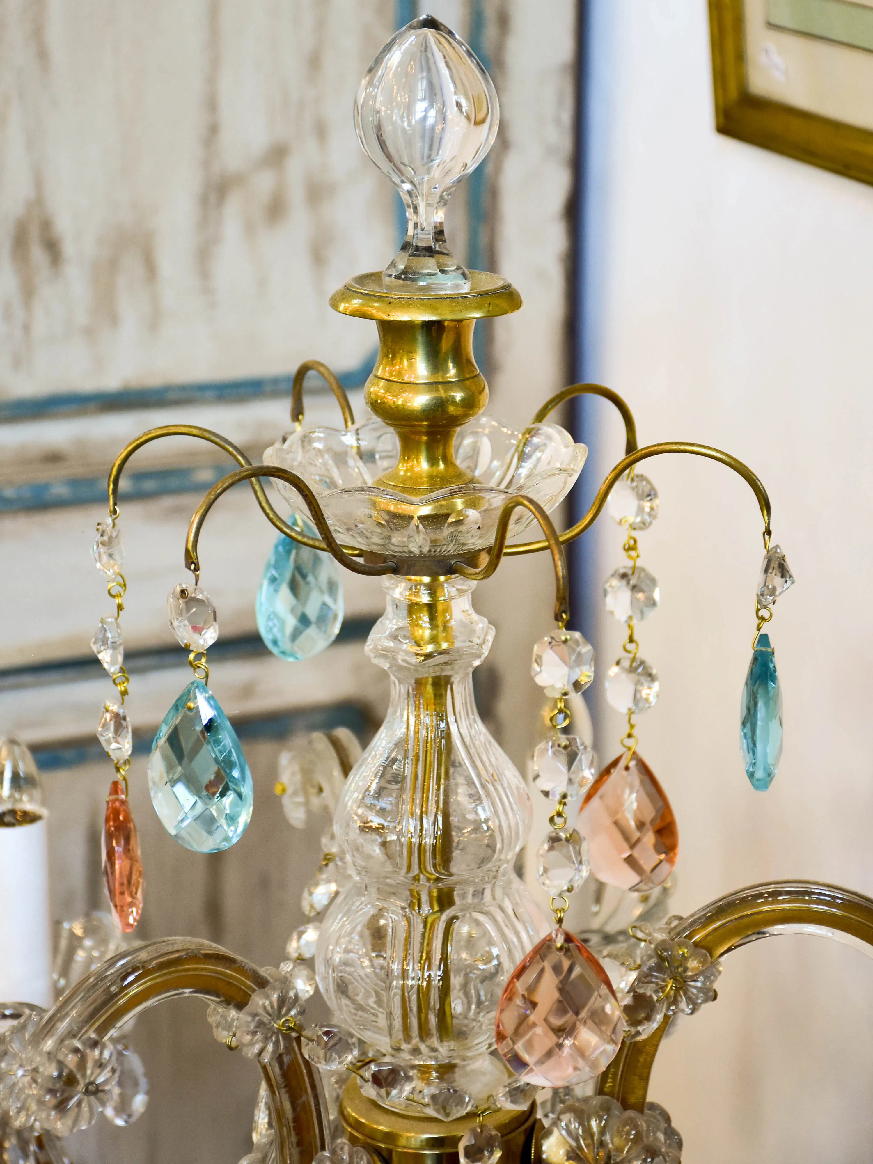 Early 20th century crystal girandole table lamp