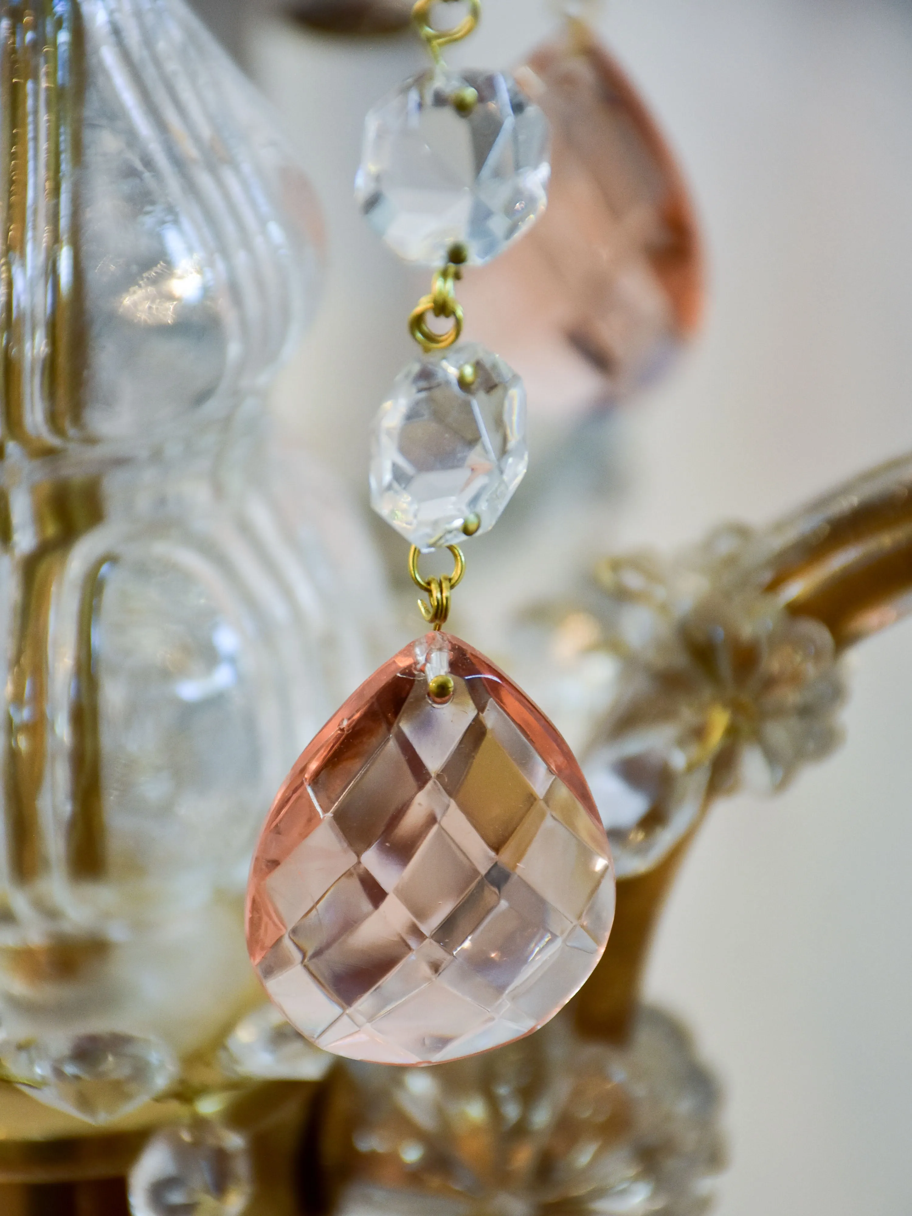 Early 20th century crystal girandole table lamp