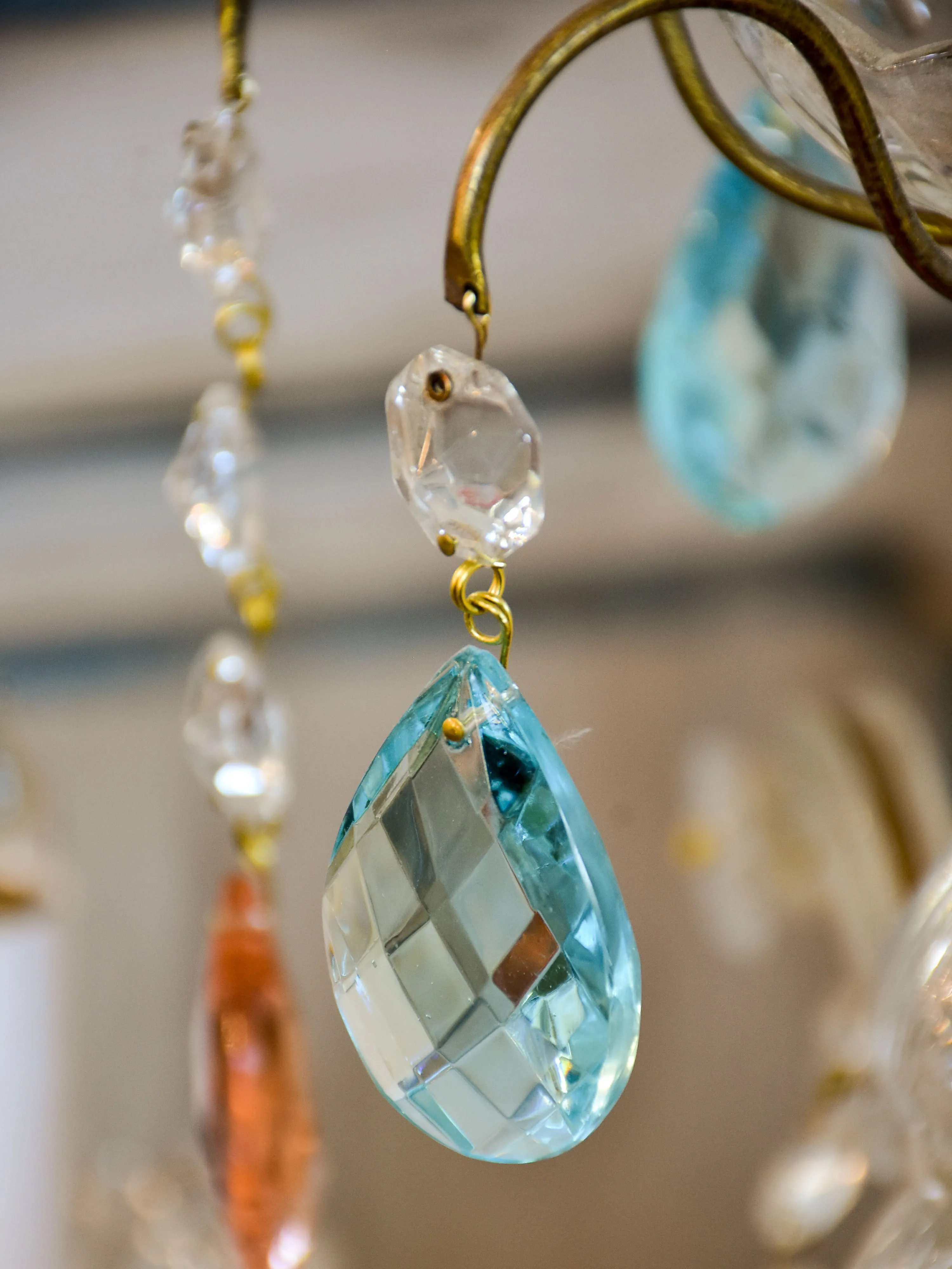 Early 20th century crystal girandole table lamp