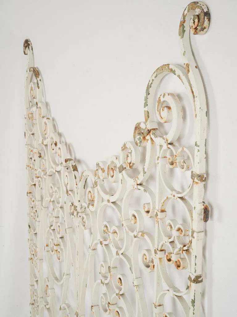 Elegant 1900s French Wrought Iron Garden Gates with White Patina 63¾"