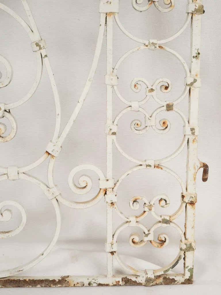 Elegant 1900s French Wrought Iron Garden Gates with White Patina 63¾"