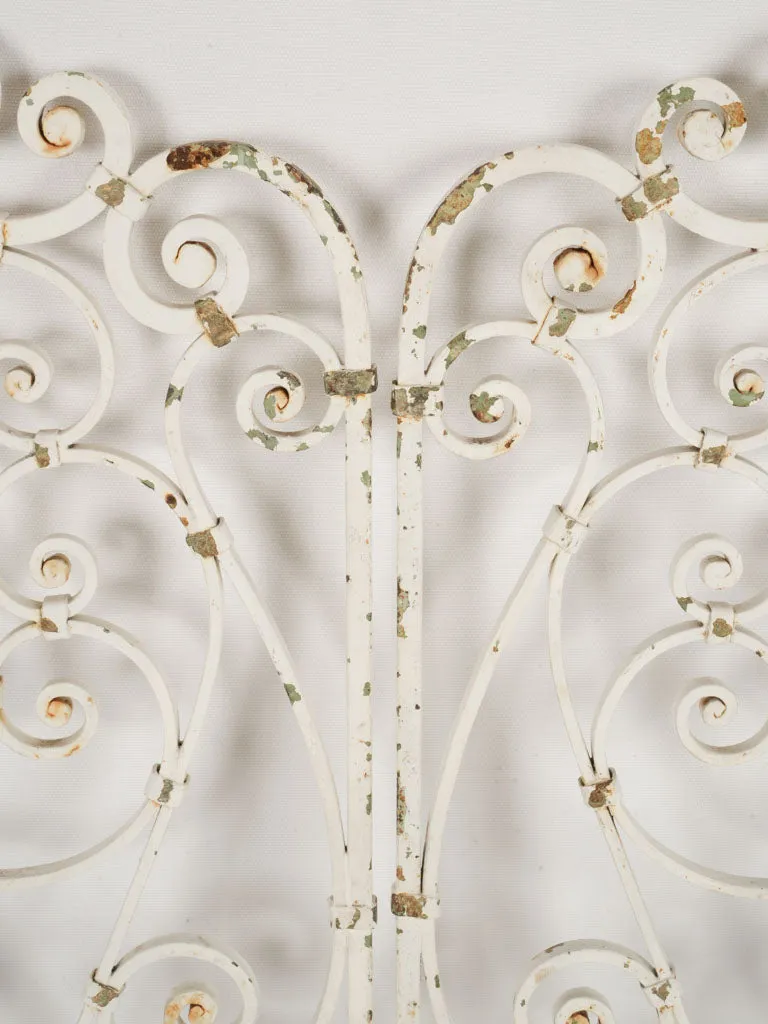 Elegant 1900s French Wrought Iron Garden Gates with White Patina 63¾"