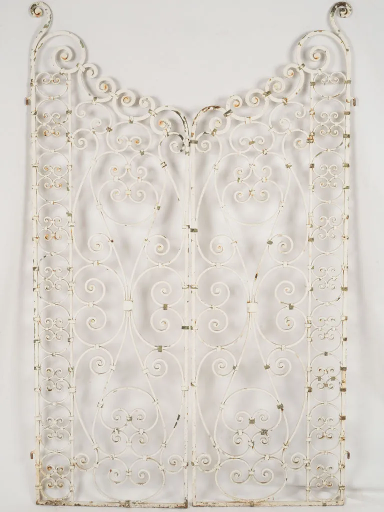 Elegant 1900s French Wrought Iron Garden Gates with White Patina 63¾"
