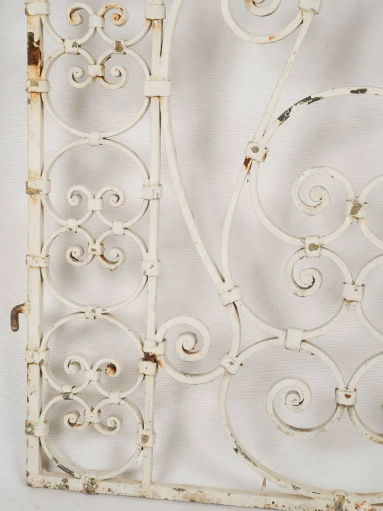 Elegant 1900s French Wrought Iron Garden Gates with White Patina 63¾"