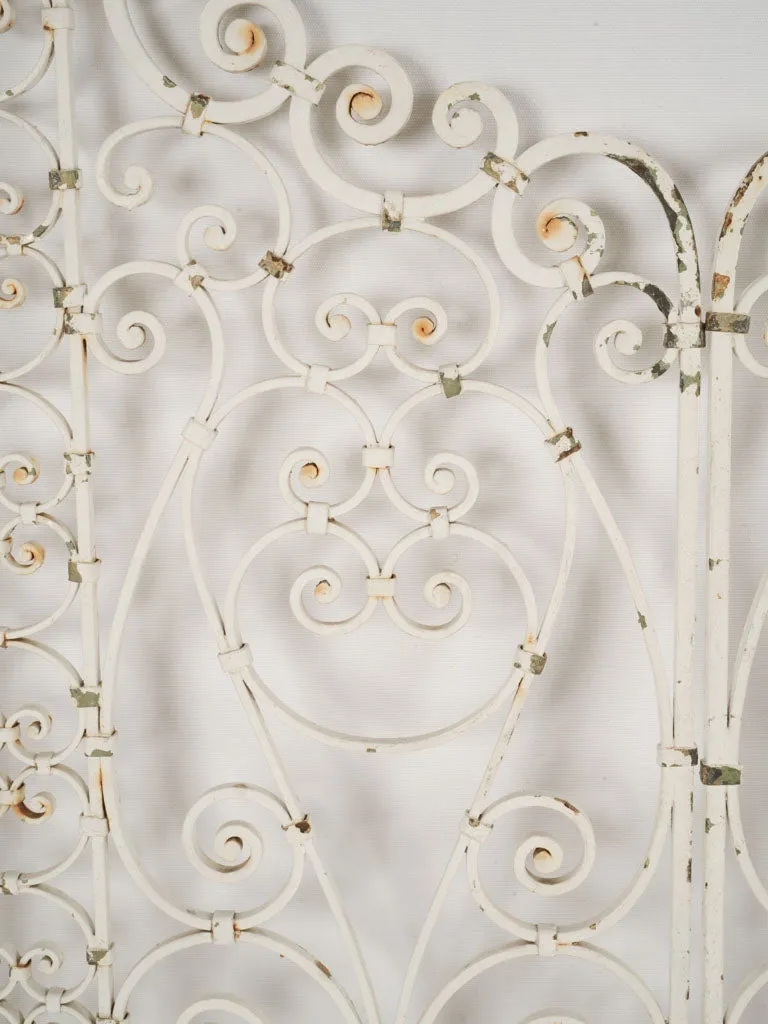 Elegant 1900s French Wrought Iron Garden Gates with White Patina 63¾"
