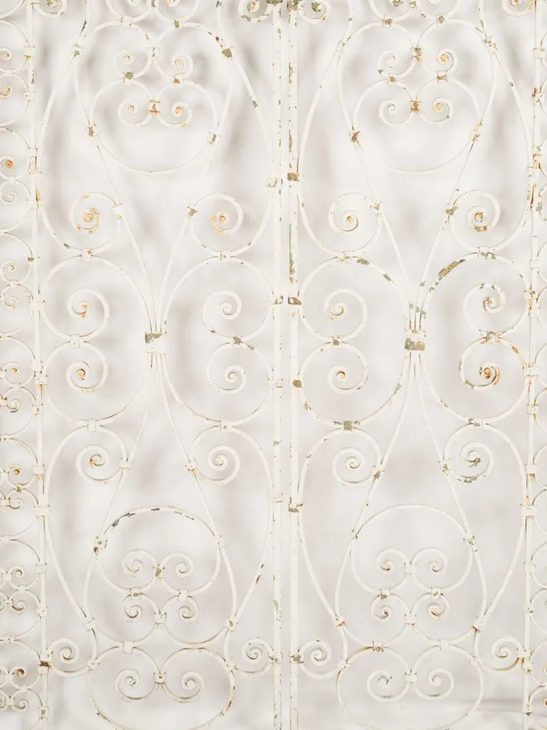 Elegant 1900s French Wrought Iron Garden Gates with White Patina 63¾"