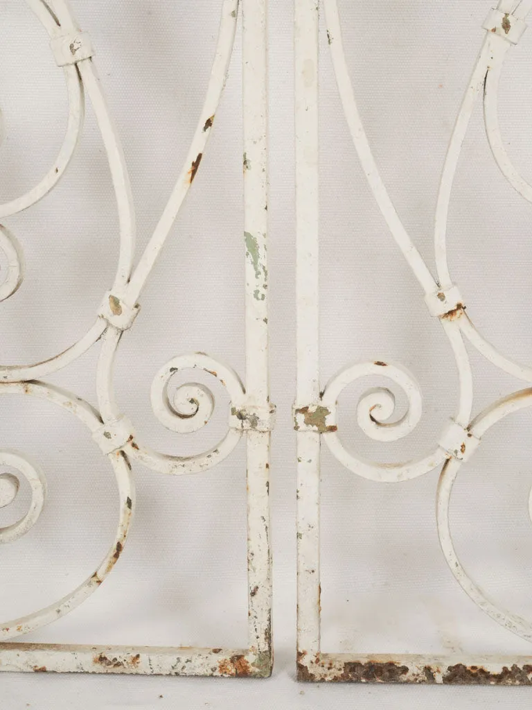 Elegant 1900s French Wrought Iron Garden Gates with White Patina 63¾"