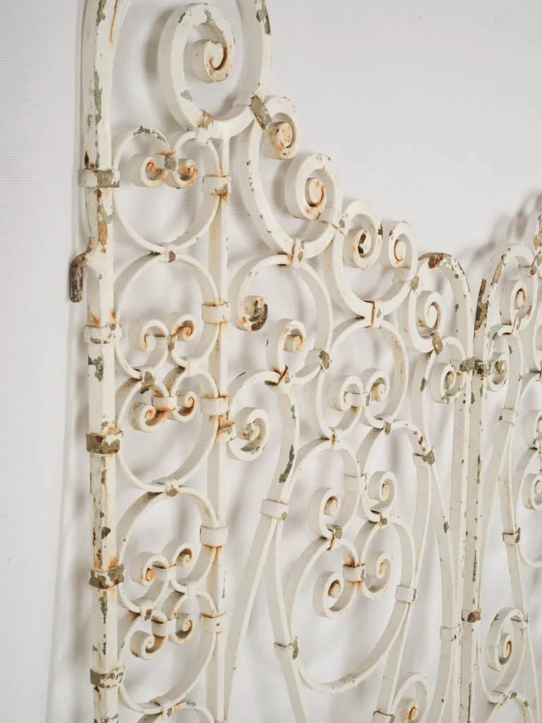 Elegant 1900s French Wrought Iron Garden Gates with White Patina 63¾"