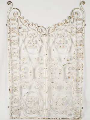 Elegant 1900s French Wrought Iron Garden Gates with White Patina 63¾"