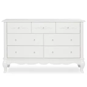 Evolur Aurora 7 Drawer Double Dresser in Frost White