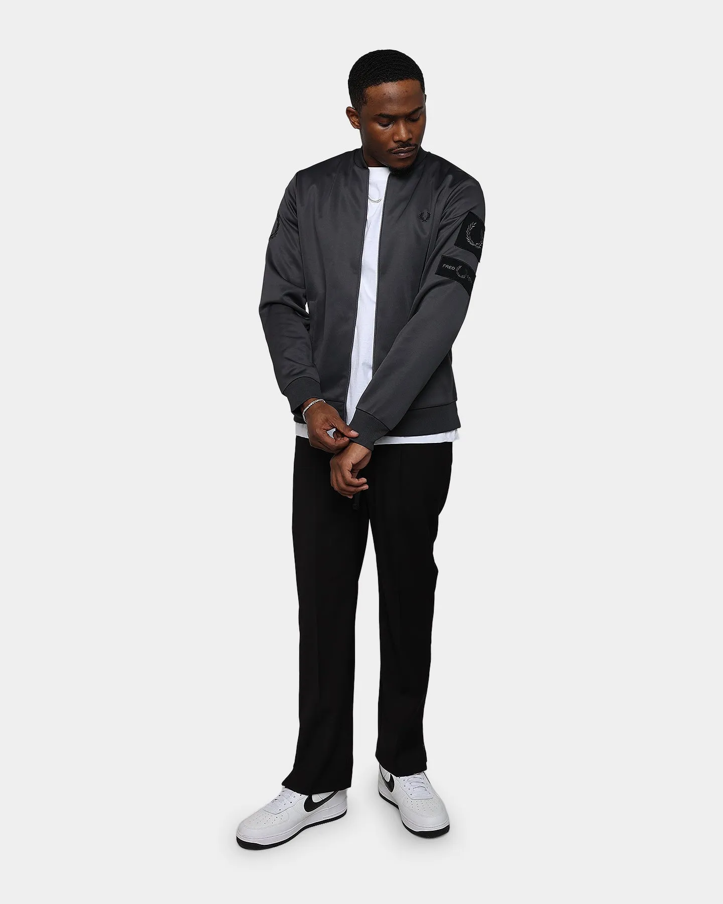 Fred Perry Branded Track Jacket Gunmetal