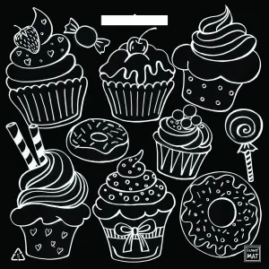 FUNNY MAT Blackboard Mat - Cupcakes (Black)