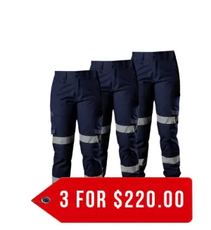 FXD Workwear Reflective Cuffed Stretch Ripstop Work Pants (WP-8WT)-3 Pack