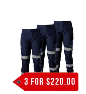 FXD Workwear Reflective Cuffed Stretch Ripstop Work Pants (WP-8WT)-3 Pack