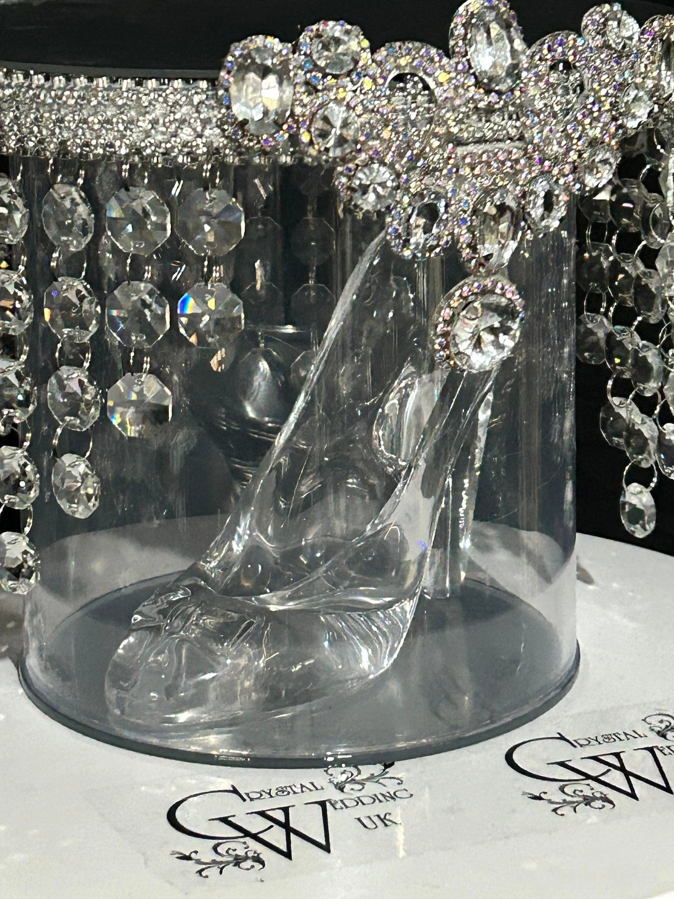 Glass slipper cake separator, shoe wedding cake separator 8" cake divider by Crystal wedding uk