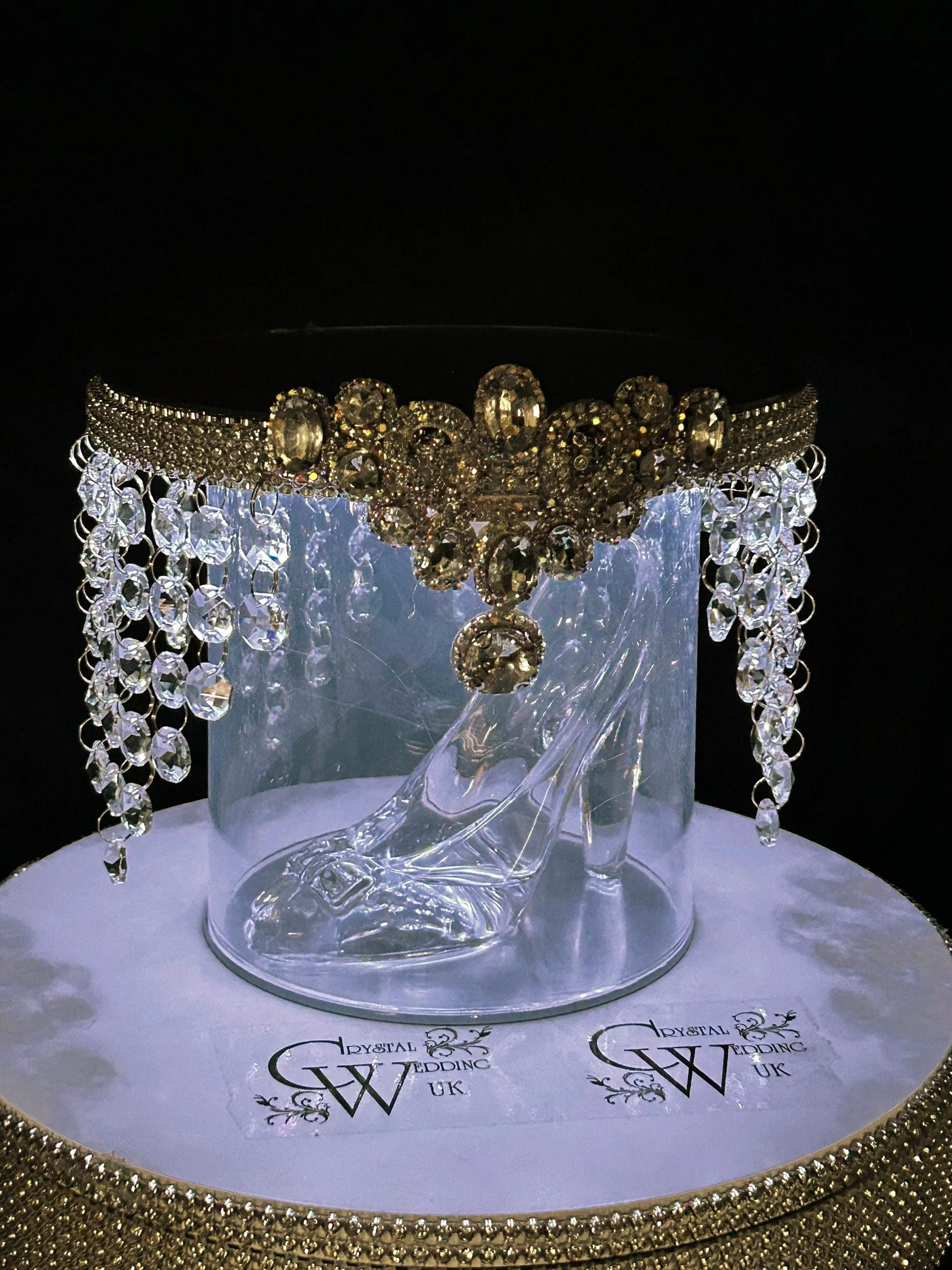 Glass slipper cake separator, shoe wedding cake separator 8" cake divider by Crystal wedding uk
