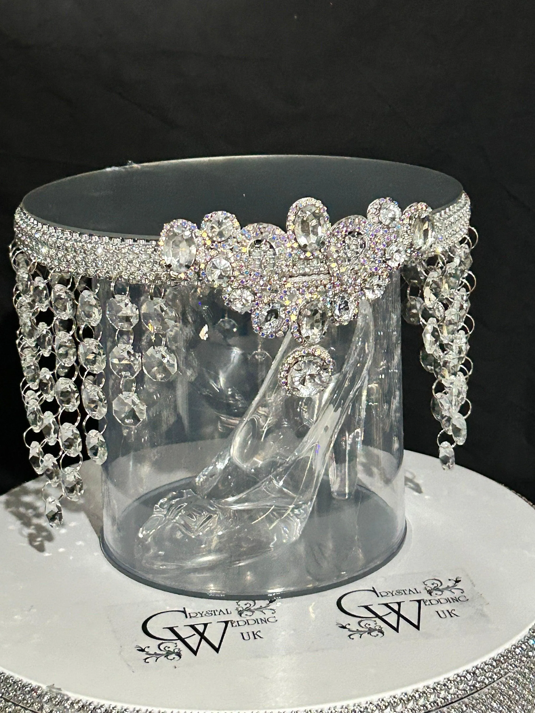 Glass slipper cake separator, shoe wedding cake separator 8" cake divider by Crystal wedding uk