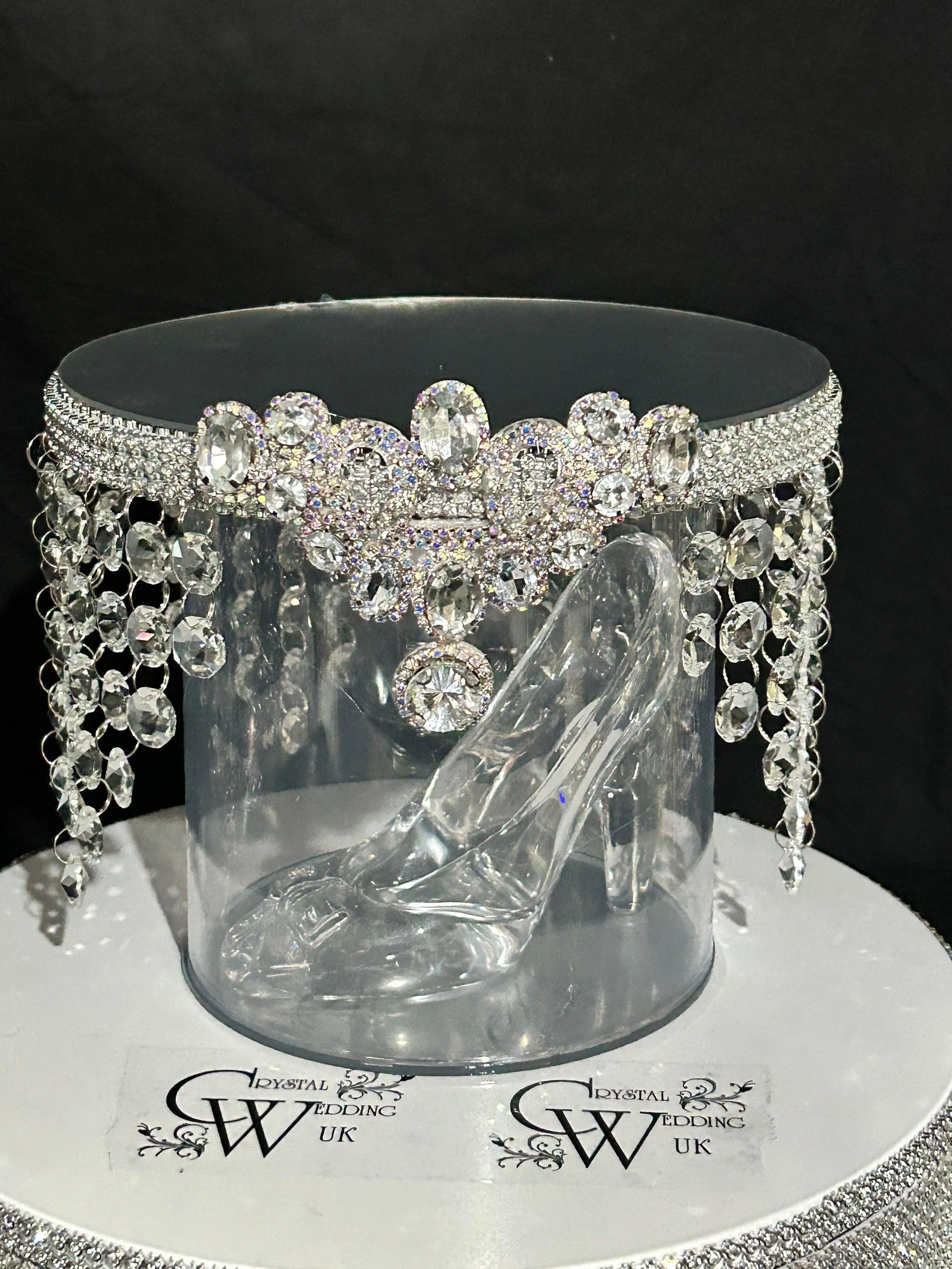 Glass slipper cake separator, shoe wedding cake separator 8" cake divider by Crystal wedding uk