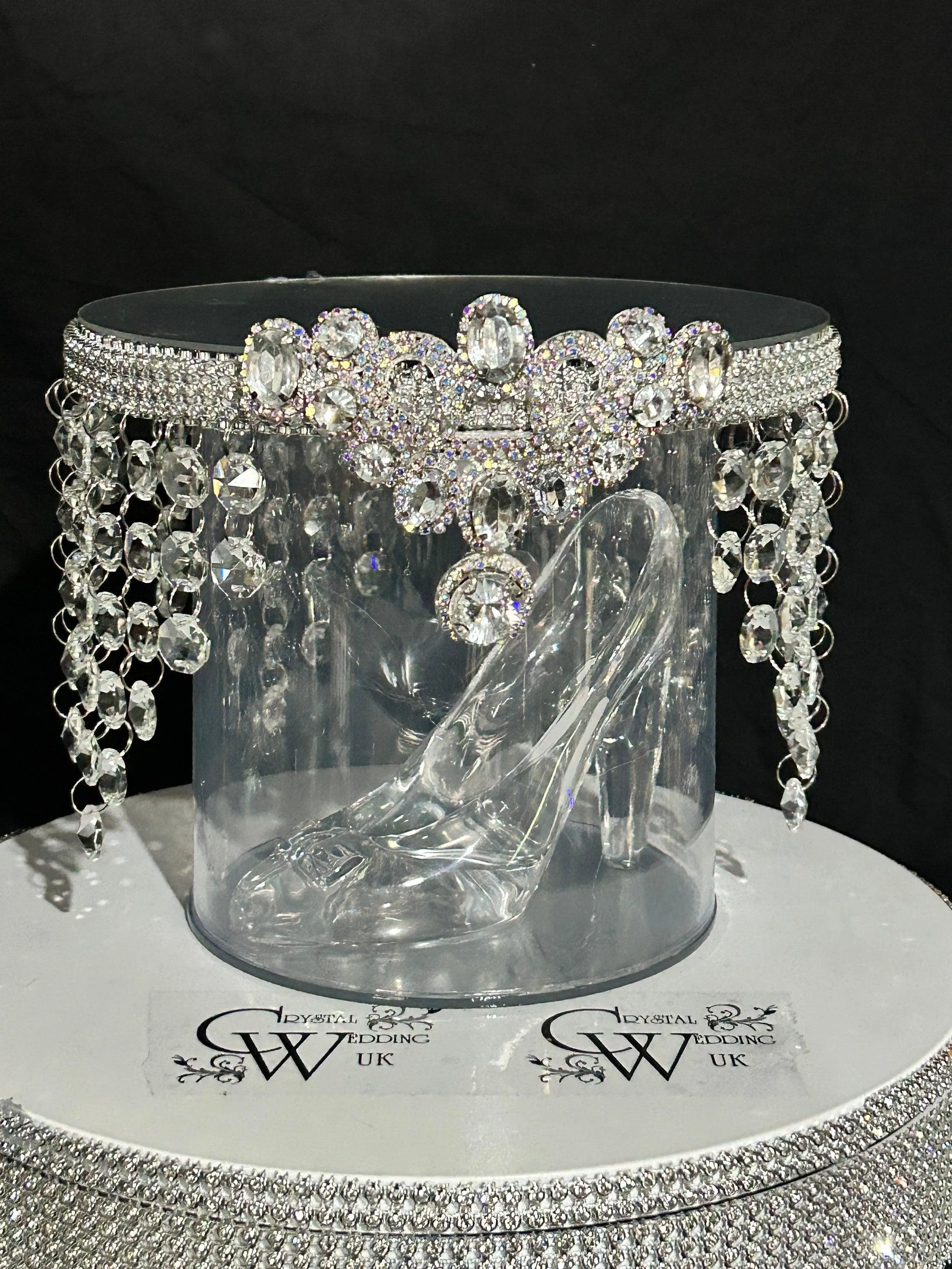 Glass slipper cake separator, shoe wedding cake separator 8" cake divider by Crystal wedding uk