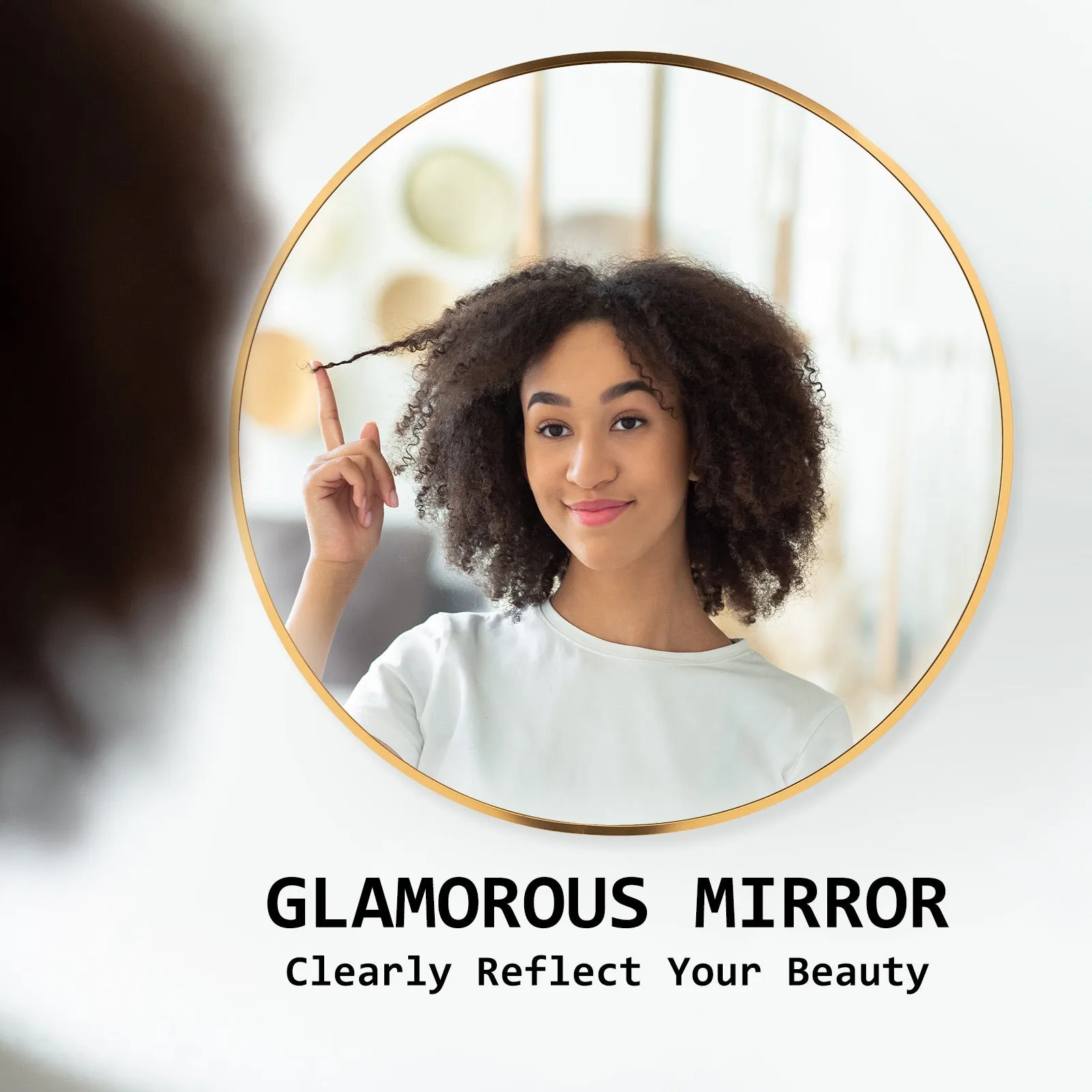 Gold Aluminium Frame Wall Mirror Round Makeup Decor Bathroom Vanity 80cm