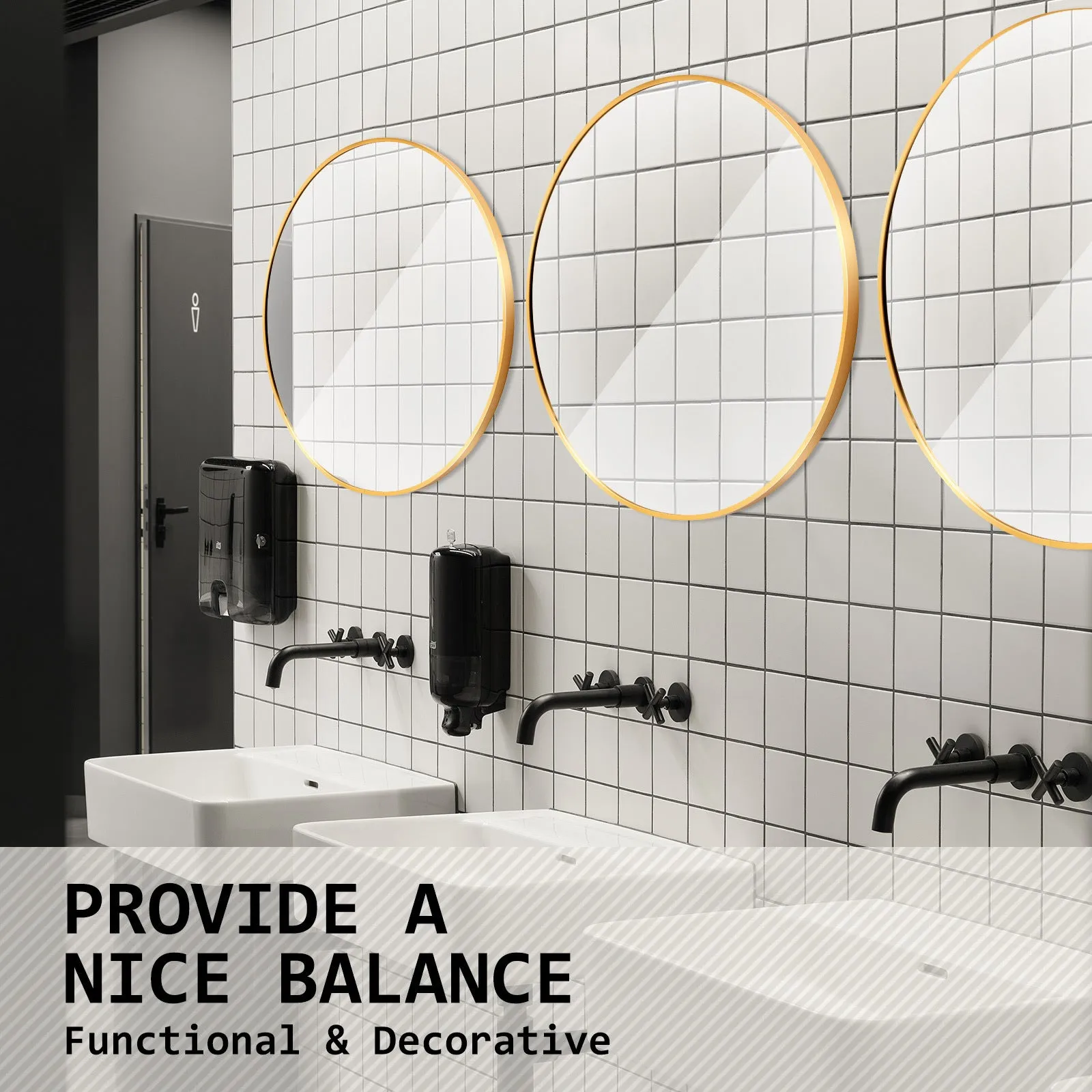 Gold Aluminium Frame Wall Mirror Round Makeup Decor Bathroom Vanity 80cm