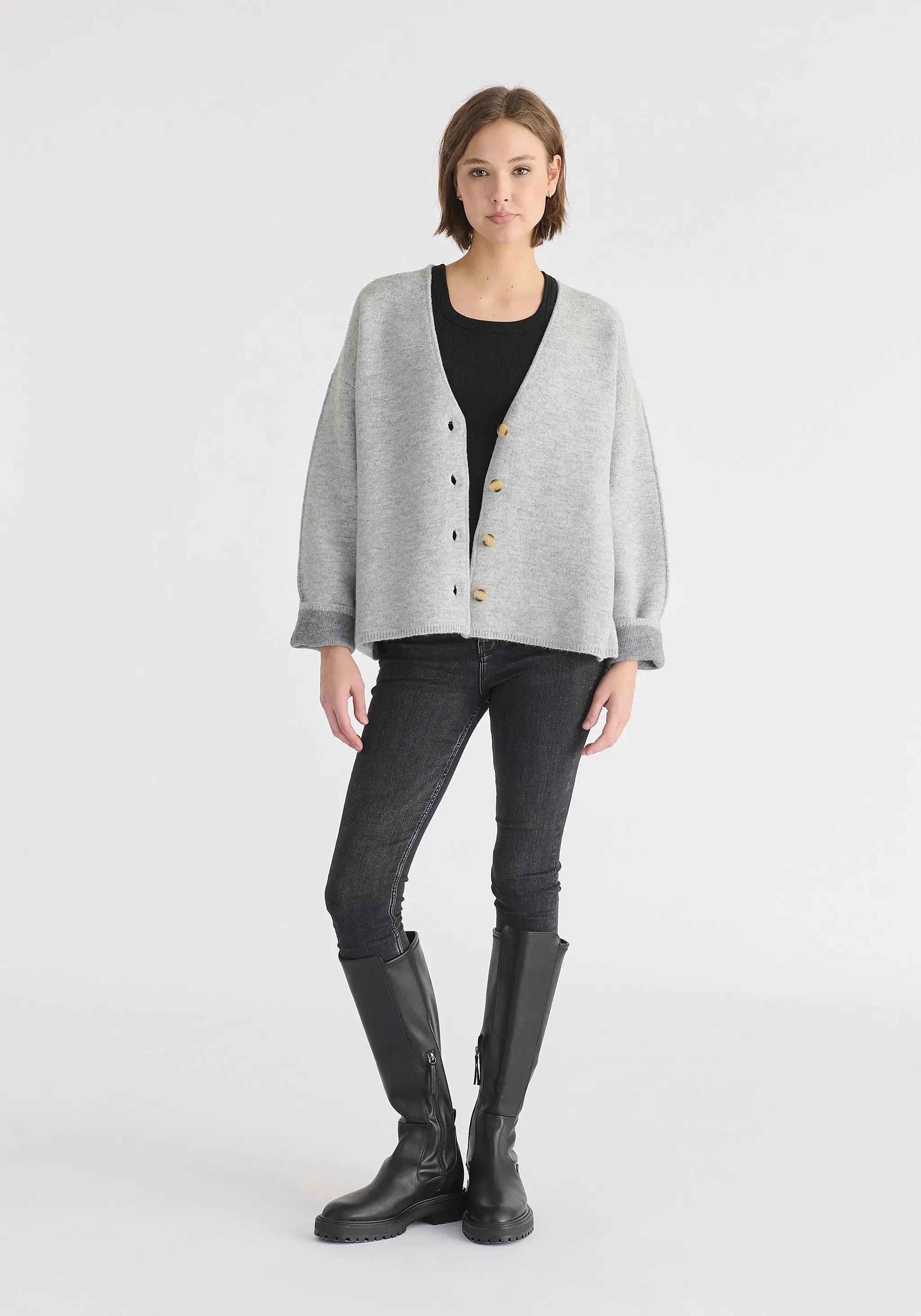 Grey Two-Tone Cardigan