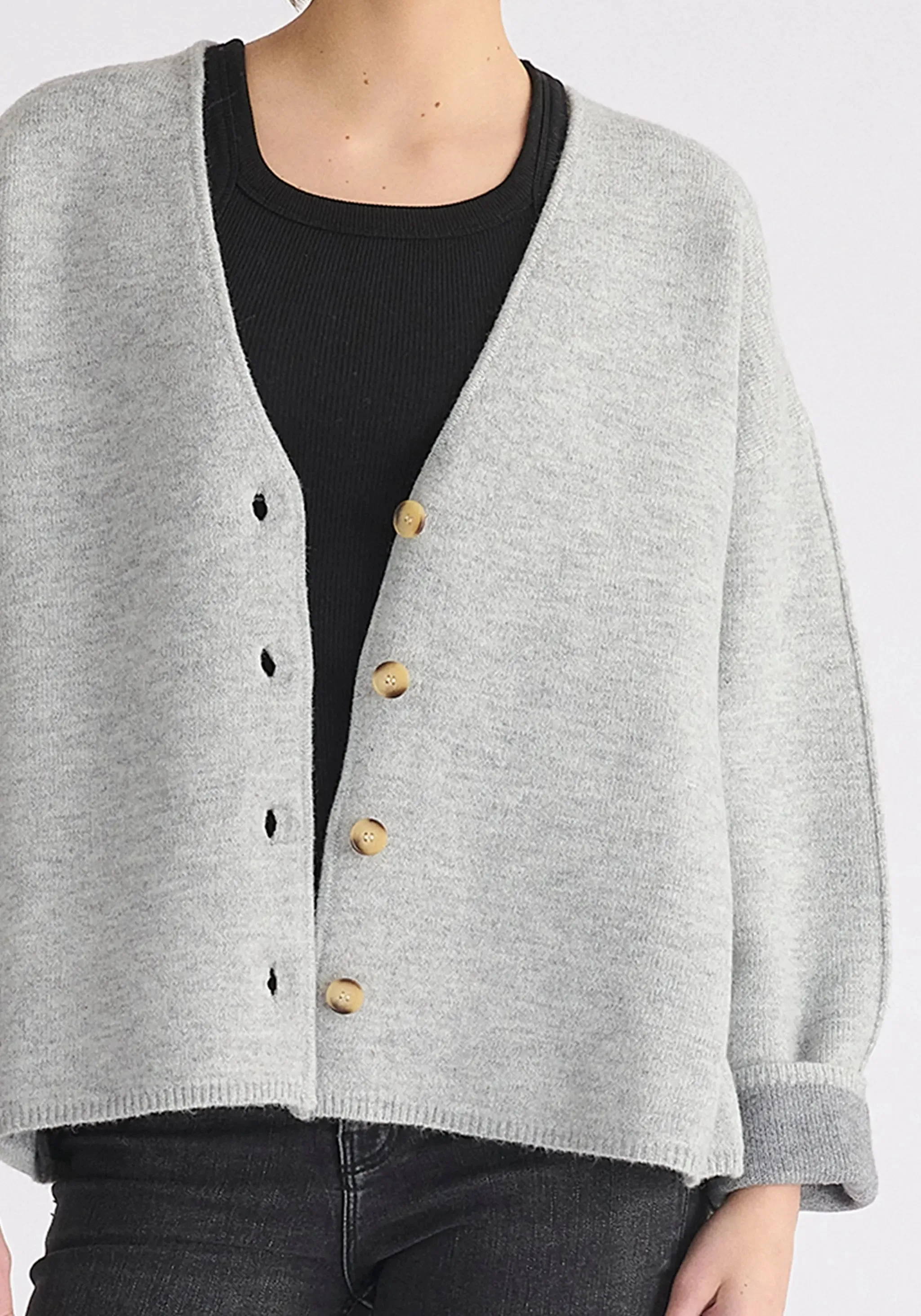 Grey Two-Tone Cardigan