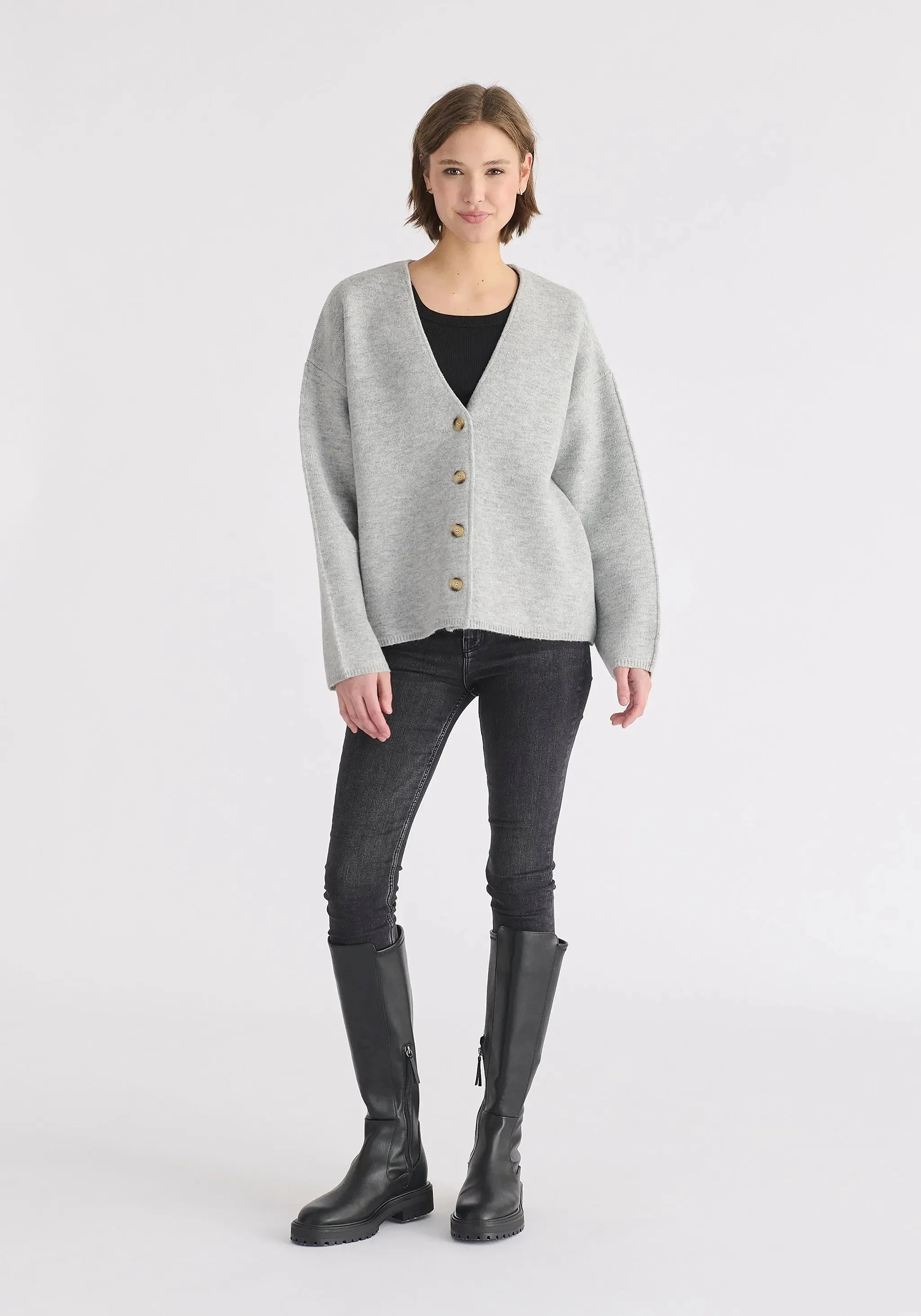 Grey Two-Tone Cardigan