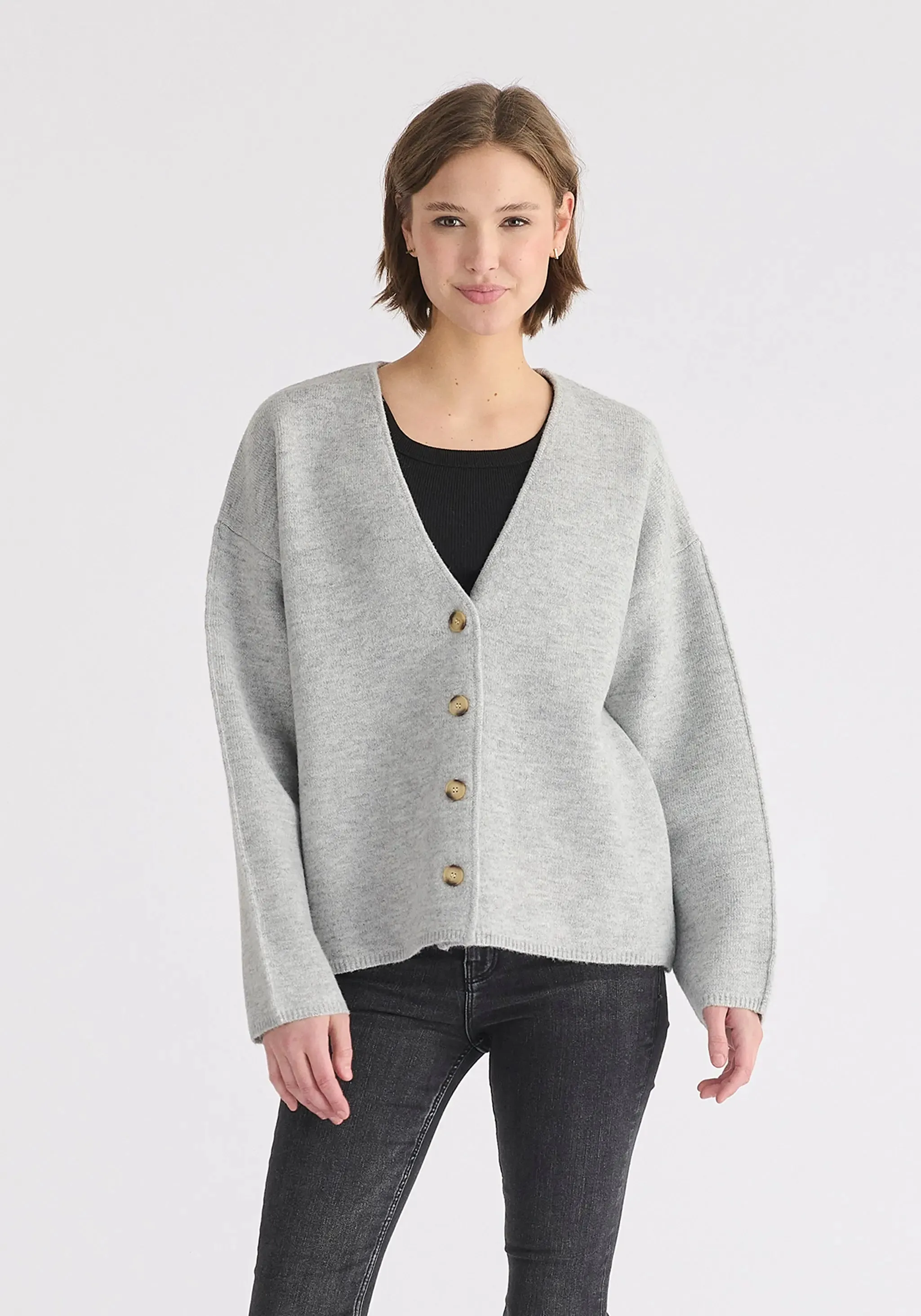 Grey Two-Tone Cardigan