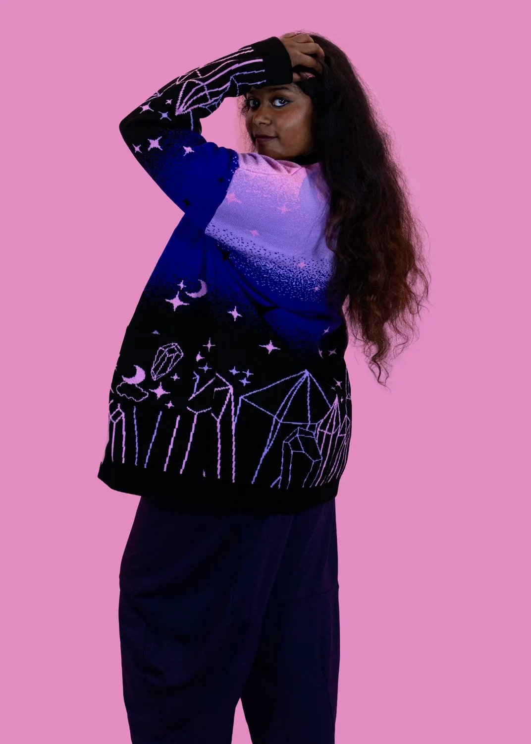 Home of Rainbows - Cosmic Crystal Cluster Knit Cardigan