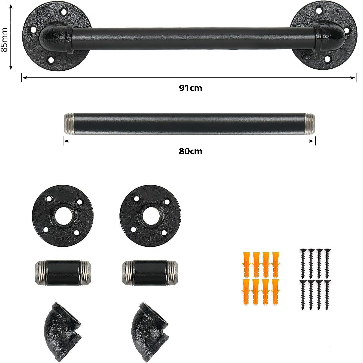 Industrial Pipe Towel Rack Towel Bar-80CM