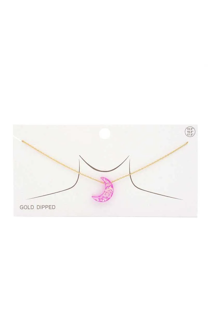 Iridescent Moon Gold Dipped Necklace