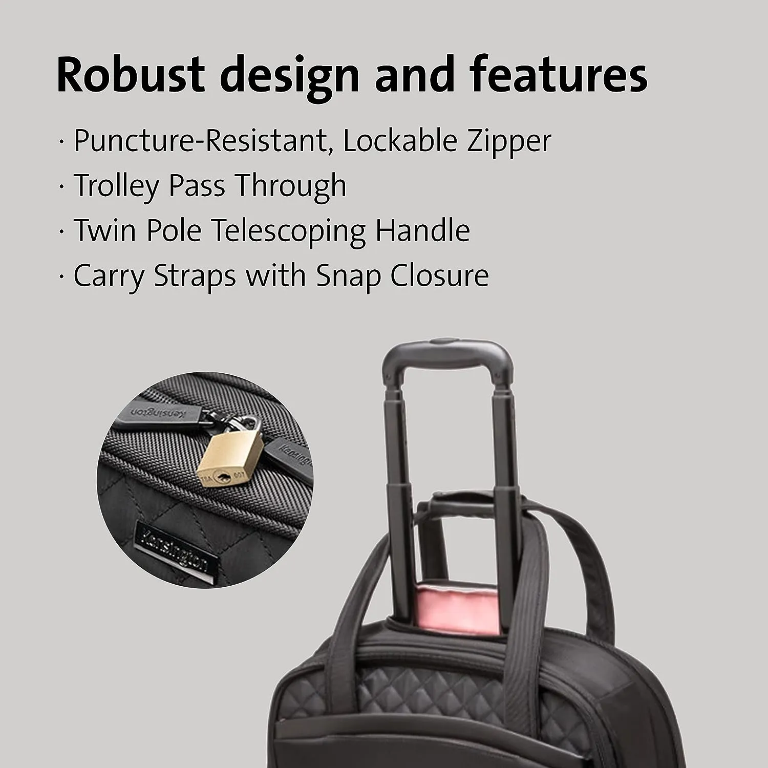 Kensington Contour 2.0 Executive 15.6” Laptop Spinner Tote Bag, Black