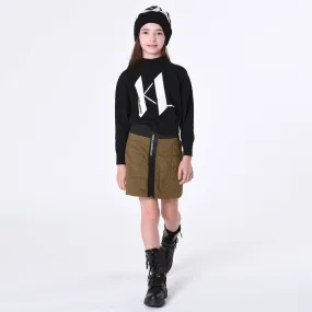 Khaki Zip Quilted Skirt