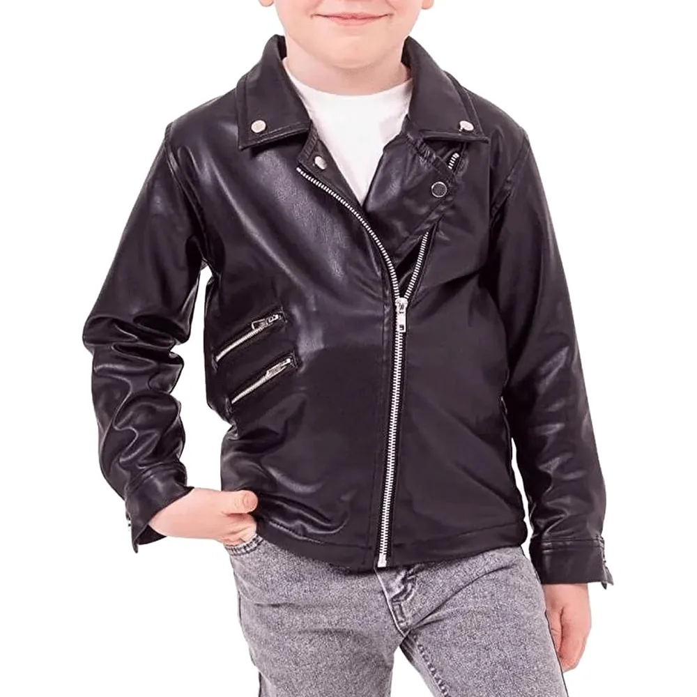 Kid Motorcycle Leather jacket in  Black